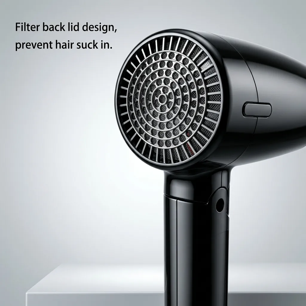 Mini Foldable Hair Dryer 1200W [1028] — HDR-1028 — A compact 1200W foldable hair dryer with two heat settings, finished in lustrous black. The foldable handle and hang-up loop make it space-saving and easy to store, with an ergonomic grip for comfort. Slim at 13x6.5x15.5cm. CE, CB, GCC and RoHS approved. (image 2)