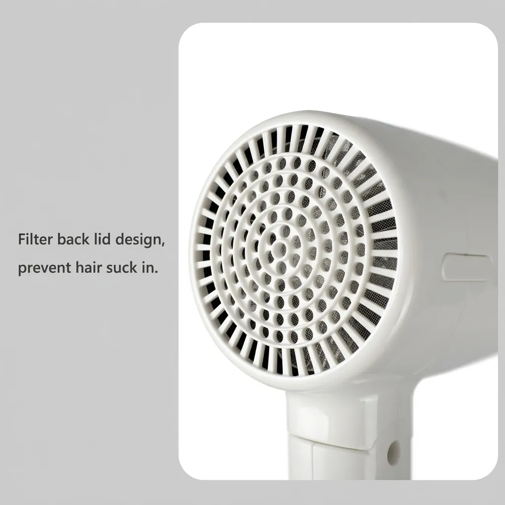 Mini Foldable Hair Dryer 1200W [1029] — HDR-1029 — A compact 1200W foldable hair dryer with two heat settings in a lustrous white finish. Its foldable handle, ergonomic grip and hang-up loop make it easy to store and use. Slim at 13x6.5x15.5cm. CE, CB, GCC and RoHS approved. (image 2)