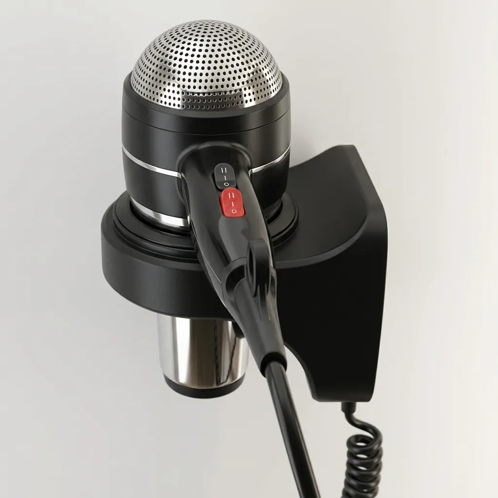 Wall-Mounted Stainless Steel Hair Dryer with Overheat Protection — HDR-1036 (image 2)