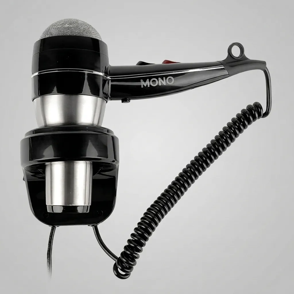 Wall-Mounted Stainless Steel Hair Dryer with Overheat Protection — HDR-1036 (image 1)
