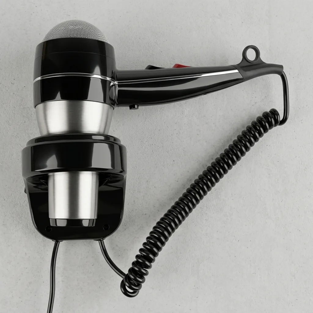 Wall-Mounted Stainless Steel Hair Dryer with Overheat Protection — HDR-1036 (image 8)