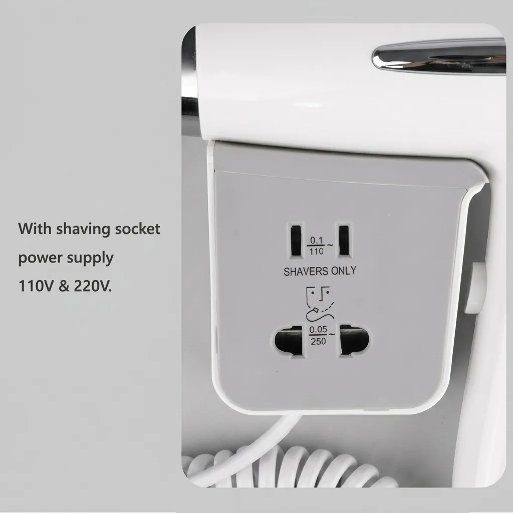 Wall Mounted Hair Dryer With Shaver Socket 1800W — HDR-1037 (image 5)
