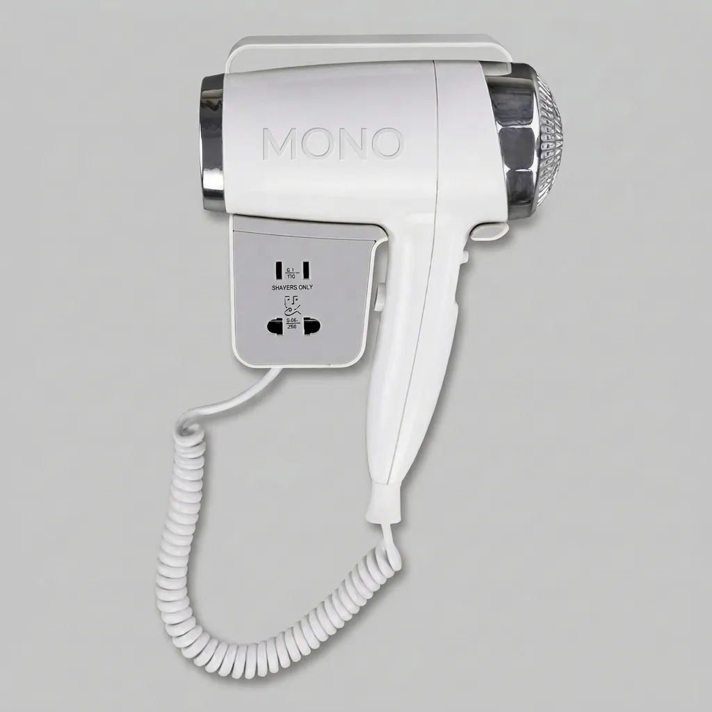 Wall Mounted Hair Dryer With Shaver Socket 1800W — HDR-1037 (image 1)