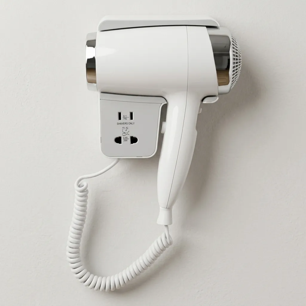 Wall Mounted Hair Dryer With Shaver Socket 1800W — HDR-1037 (image 7)