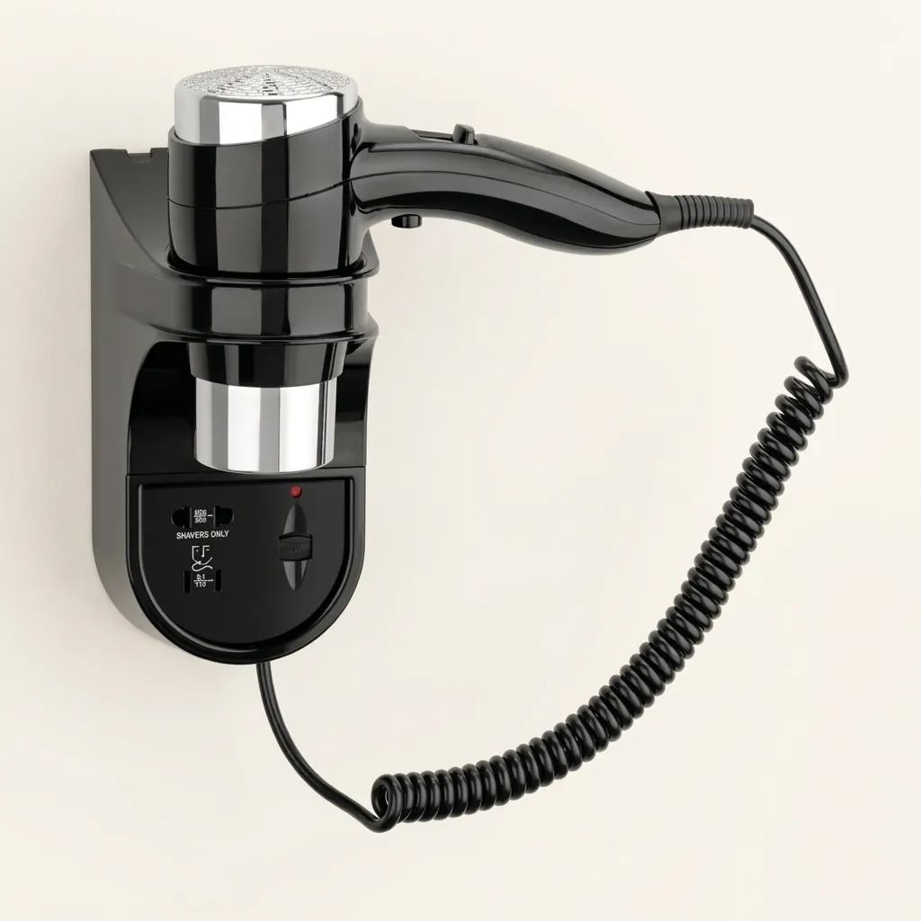 Wall Mounted Hair Dryer With Shaver Socket 220v 1200W [1040] — HDR-1040 (image 6)