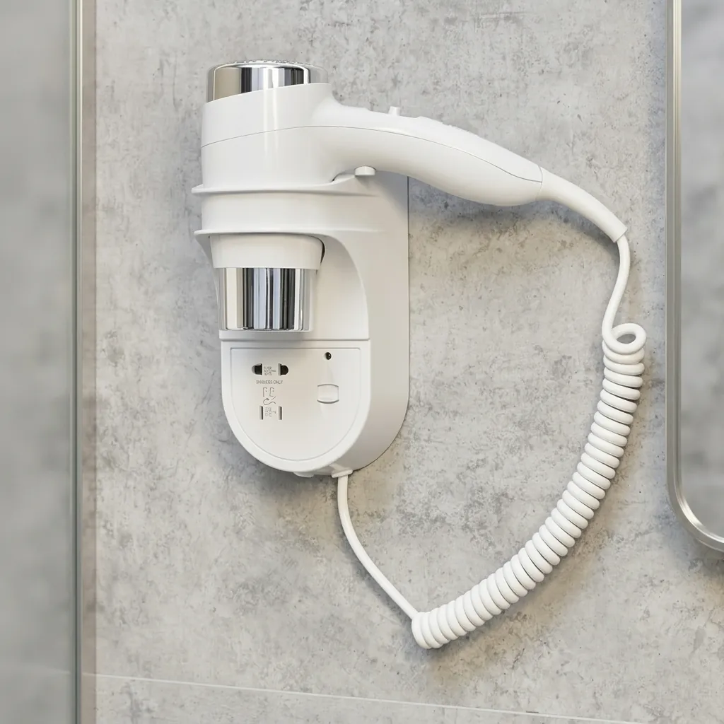 Wall Mounted Hair Dryer With Shaver Socket 110v & 220v 1600W [1041] — HDR-1041 (image 8)