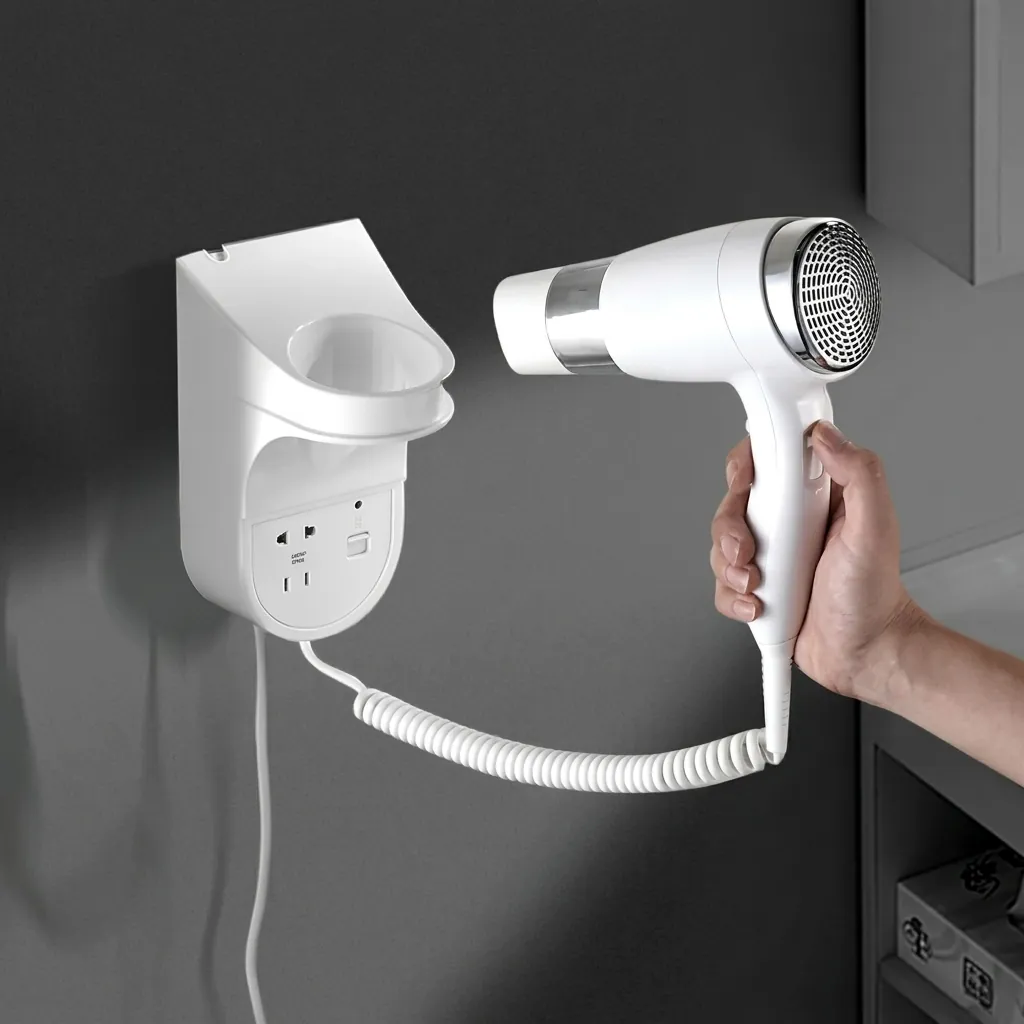 Wall Mounted Hair Dryer With Shaver Socket 110v & 220v 1600W [1041] — HDR-1041 (image 9)