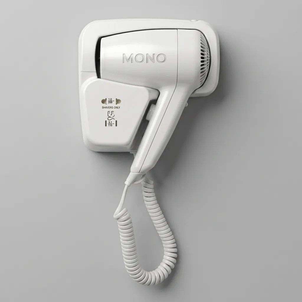 Wall Mounted Hair Dryer With Shaver Socket 1200W — HDR-1053 (image 1)