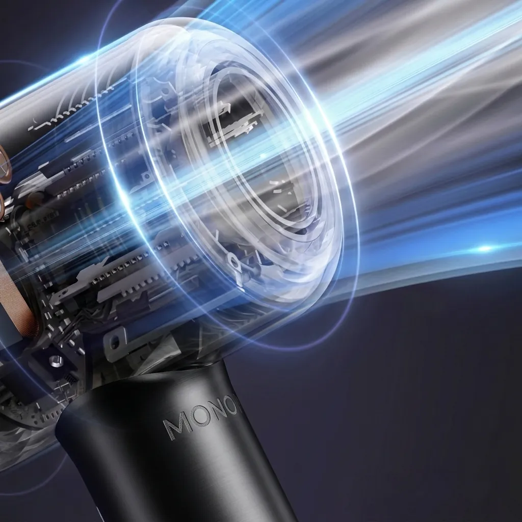 ABS Hammer Wall Mounted Hair Dryer 1600 1800W [1070] — HDR-1070 — A wall-mounted hair dryer rated 1600 to 1800W in matt ABS, styled with a flower-shape front and rear. It pairs two hot speeds and cool air with a quiet branded motor, a hotel safety button and overheat protection. Sized at 13x7x26cm, available in black, white or khaki. CE, CB, GCC and RoHS approved. (image 2)