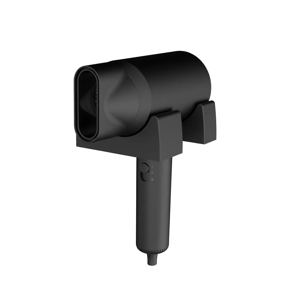 Wall-Mounted ABS Hammer Hair Dryer 1600-1800W (Black) — HDR-1074 (image 2)
