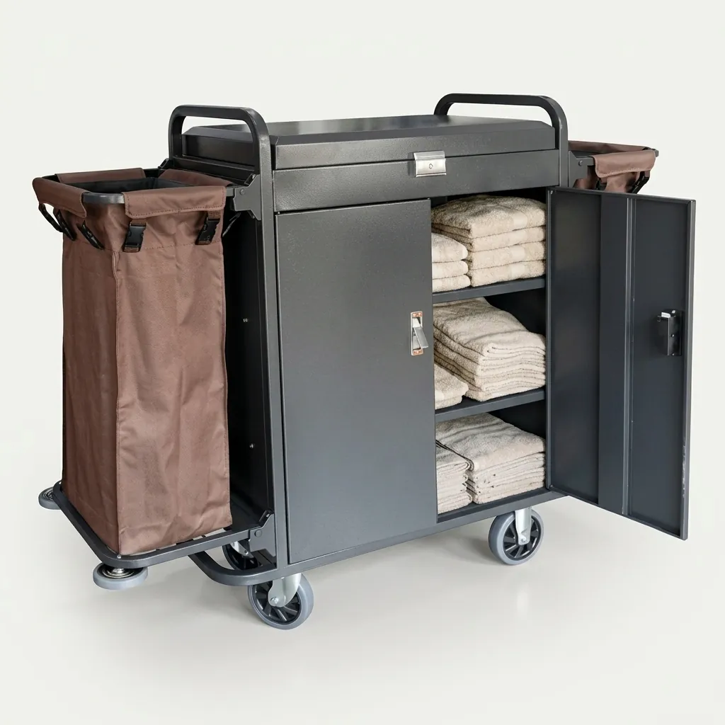 Stainless Steel Housekeeping Trolley with 2 Linen Bags [1026] — HKT-1026 (image 5)