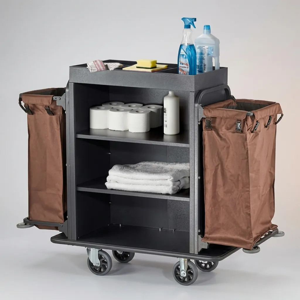 Steel Housekeeping Trolley with 2 Linen Bags — HKT-1027 (image 3)