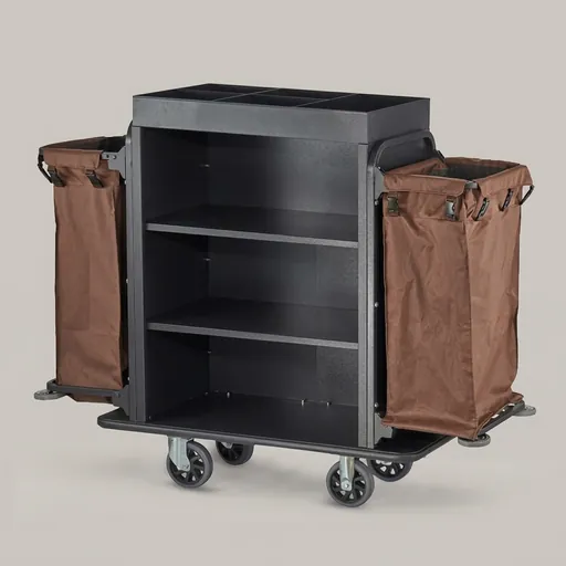 Steel Housekeeping Trolley with 2 Linen Bags — HKT-1027