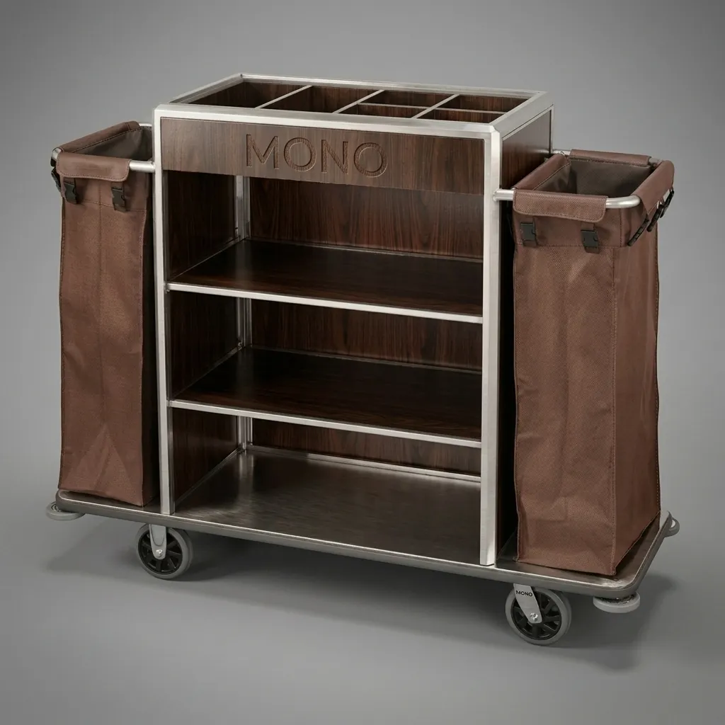 Stainless Steel Housekeeping Trolley with 2 Linen Bags [1028] — HKT-1028 (image 1)