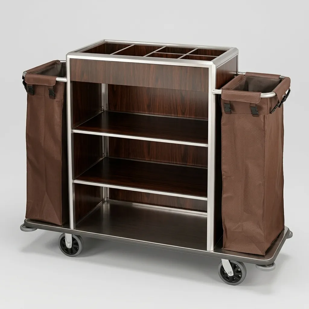 Stainless Steel Housekeeping Trolley with 2 Linen Bags [1028] — HKT-1028 (image 2)