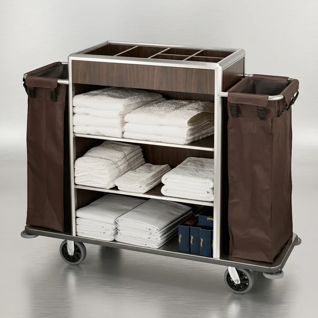 Stainless Steel Housekeeping Trolley with 2 Linen Bags [1028] — HKT-1028 (image 3)