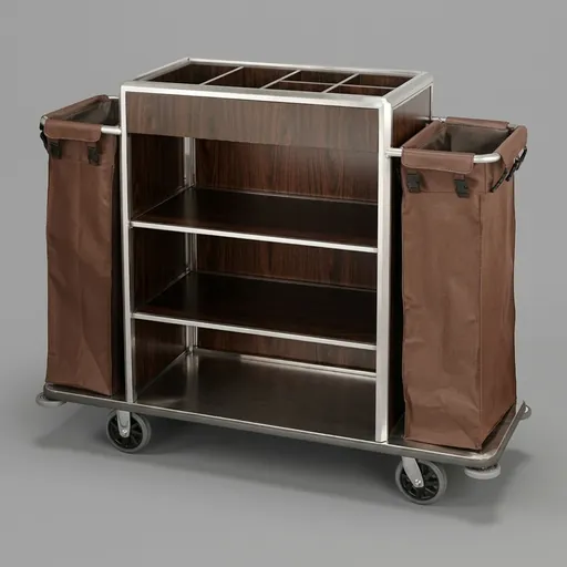 Stainless Steel Housekeeping Trolley with 2 Linen Bags [1028] — HKT-1028