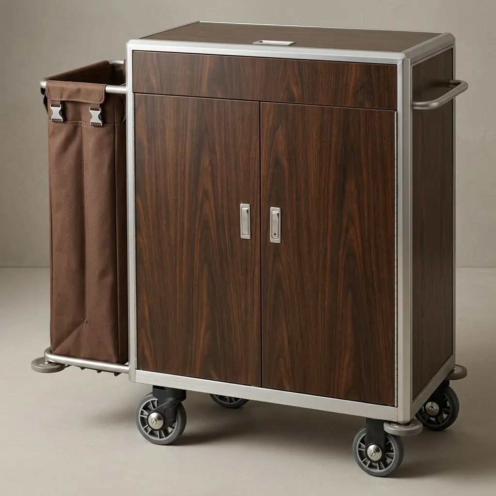 Housekeeping Trolley With 1 Laundry Bag And Doors — HKT-1030 (image 2)