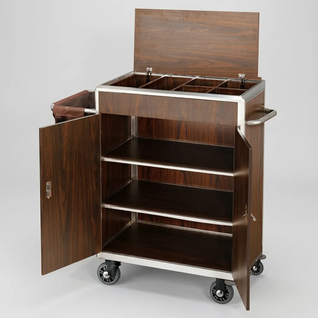 Housekeeping Trolley With 1 Laundry Bag And Doors — HKT-1030 (image 3)