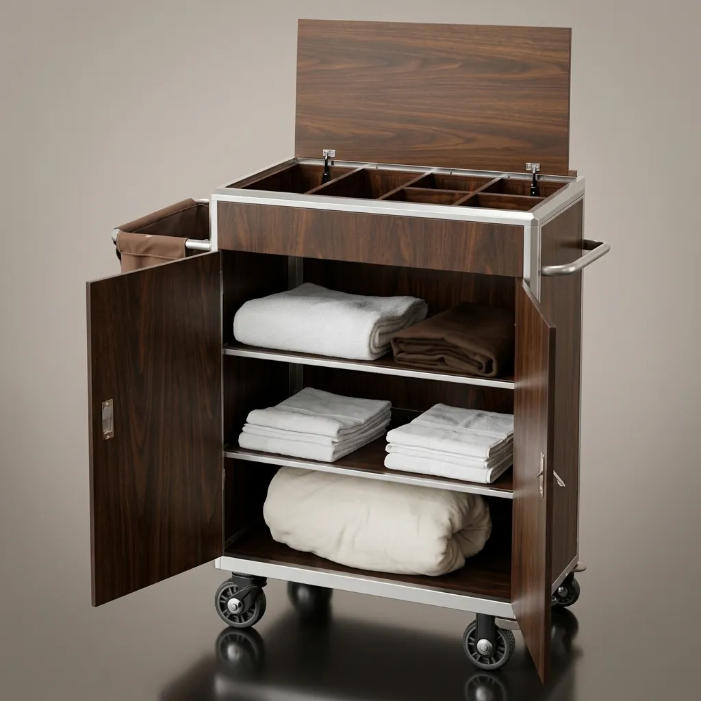 Housekeeping Trolley With 1 Laundry Bag And Doors — HKT-1030 (image 4)