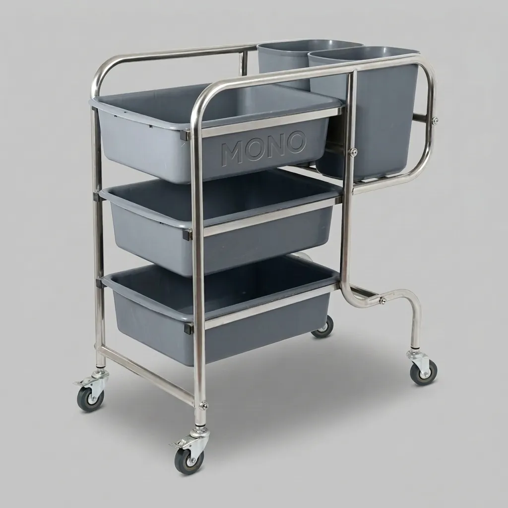 Dish Collecting Trolley With 5 Plastic Buckets — HKT-1043 (image 1)