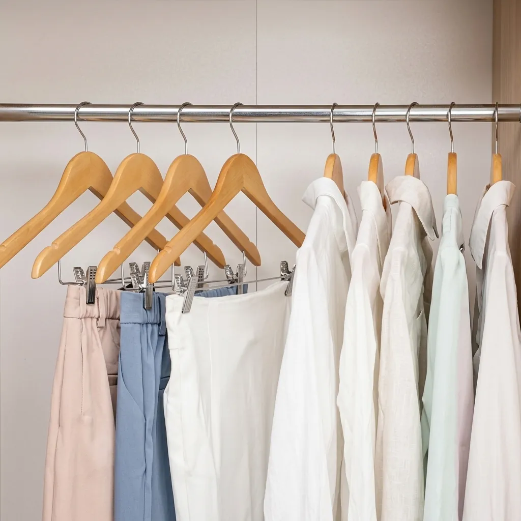 Wooden Clothes Hanger with Clips [1026] — HNG-1026 (image 2)