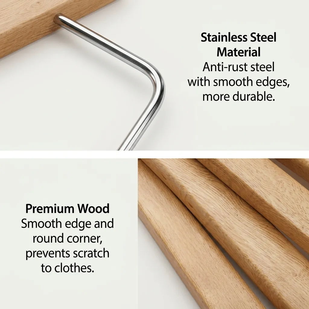 Wooden Clothes Hanger with Clips [1026] — HNG-1026 (image 4)