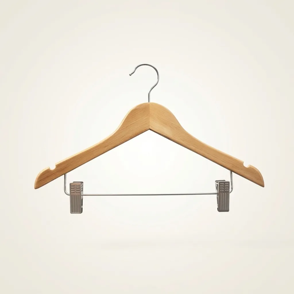Wooden Clothes Hanger with Clips [1026] — HNG-1026 (image 6)