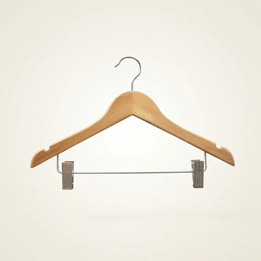 Wooden Clothes Hanger with Clips [1026] — HNG-1026