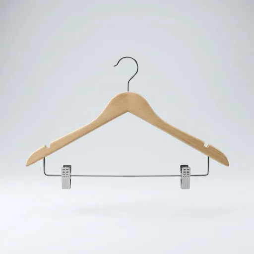 Maple Wood Anti-Theft Clothes Hanger with Clips — HNG-1028