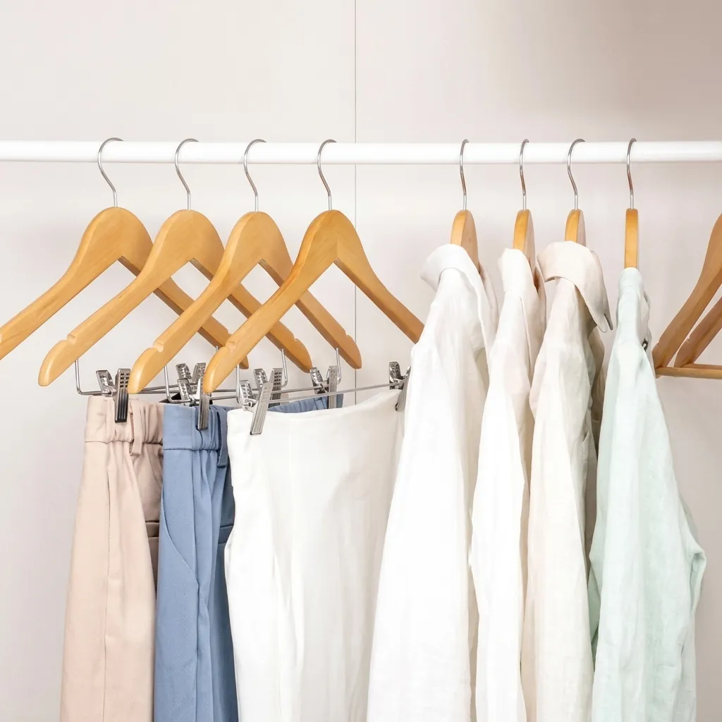 Wooden Clothes Hanger with Clips [1032] — HNG-1032 (image 2)