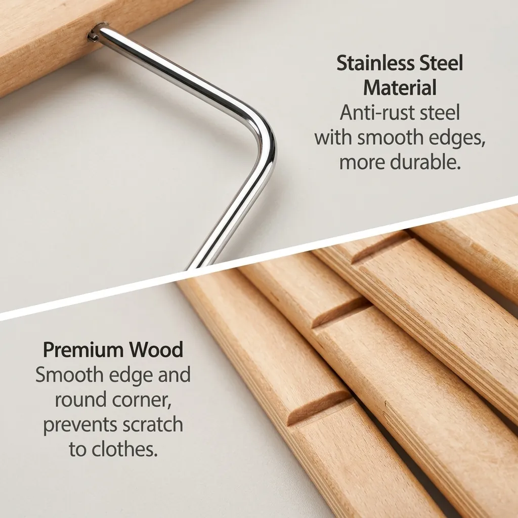 Wooden Clothes Hanger with Clips [1032] — HNG-1032 (image 4)