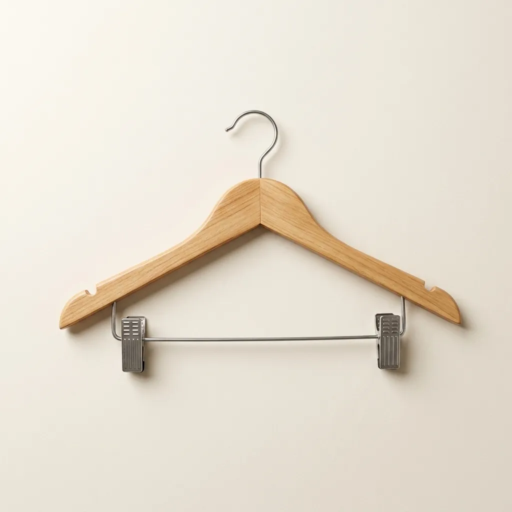 Wooden Clothes Hanger with Clips [1032] — HNG-1032 (image 5)
