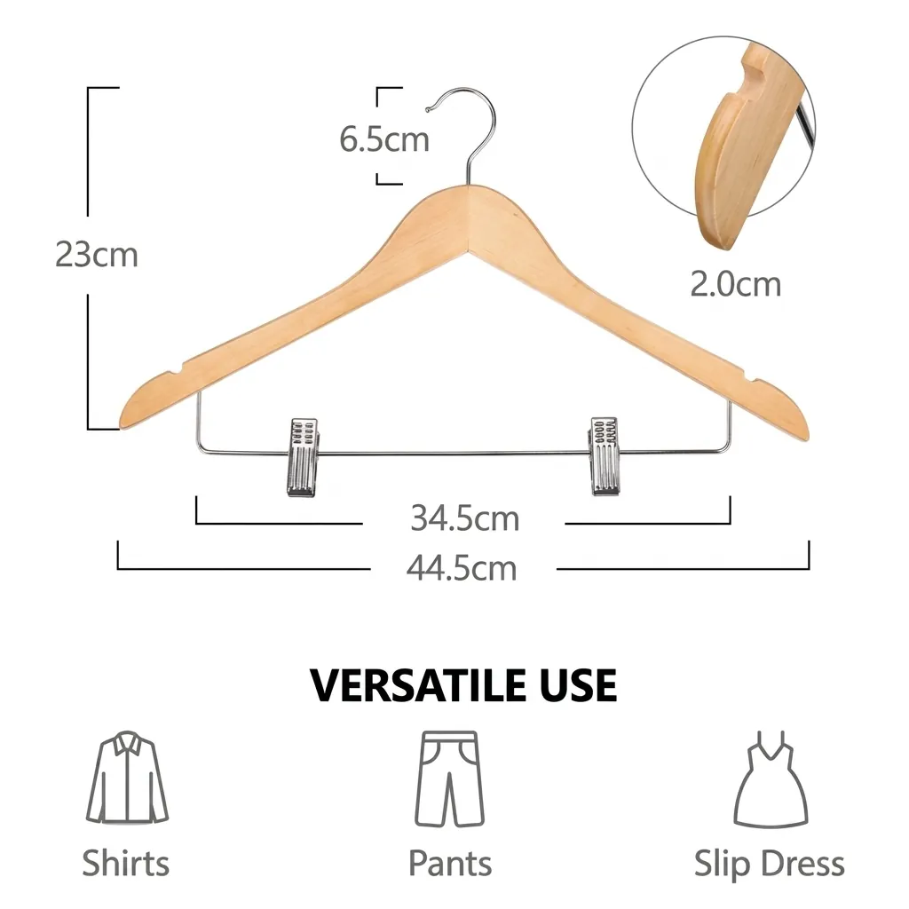 Wooden Clothes Hanger with Clips [1032] — HNG-1032 (image 6)