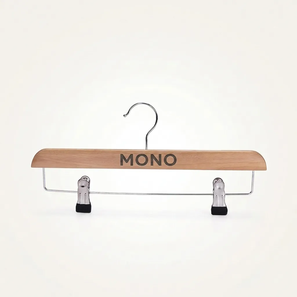 Wooden Clothes Hanger with Clips [1033] — HNG-1033 (image 1)