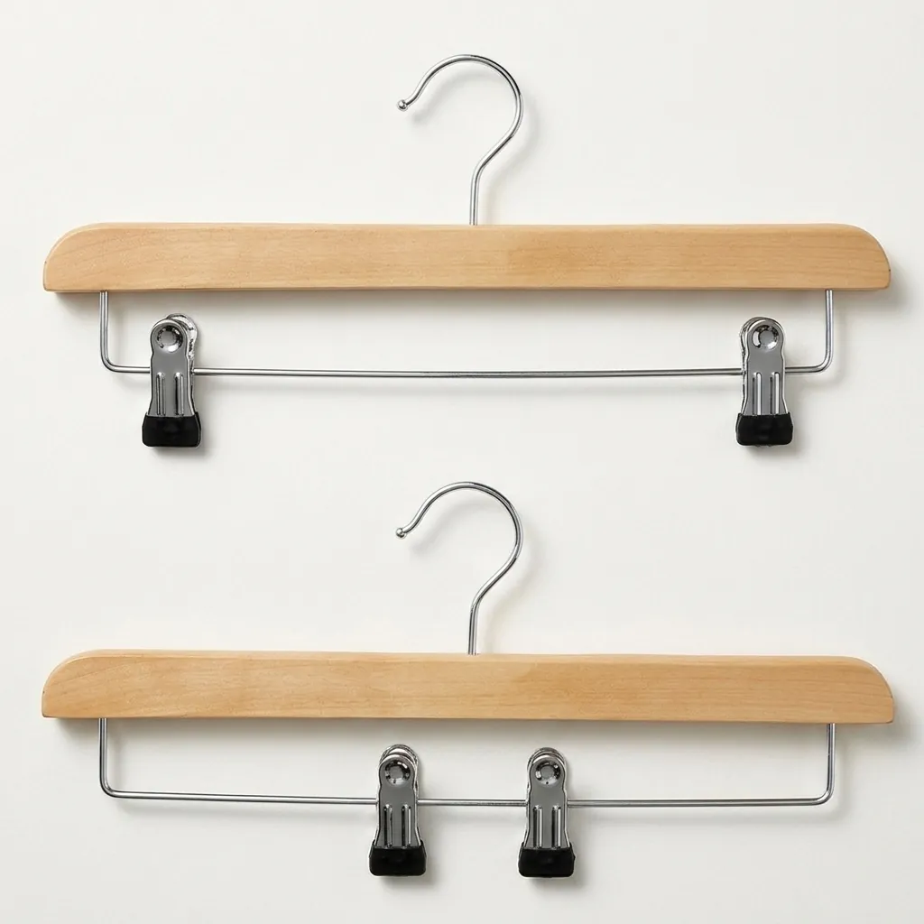 Wooden Clothes Hanger with Clips [1033] — HNG-1033 (image 2)