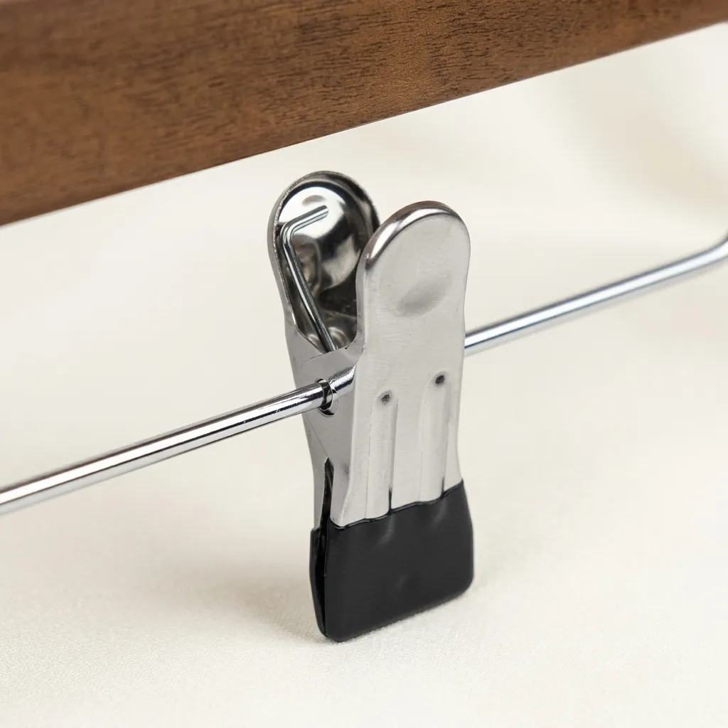 Wooden Clothes Hanger with Clips [1033] — HNG-1033 (image 3)