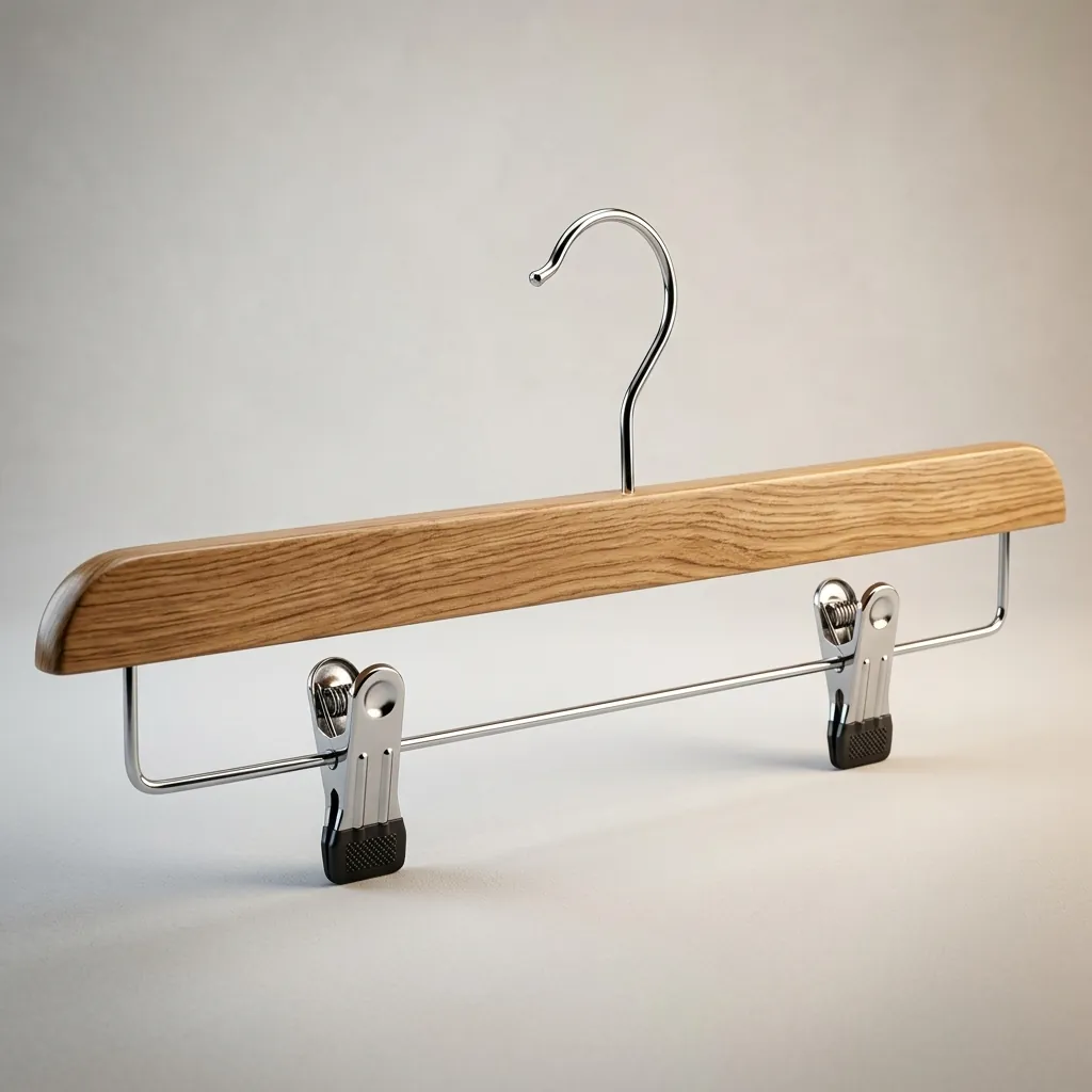 Wooden Clothes Hanger with Clips [1033] — HNG-1033 (image 4)