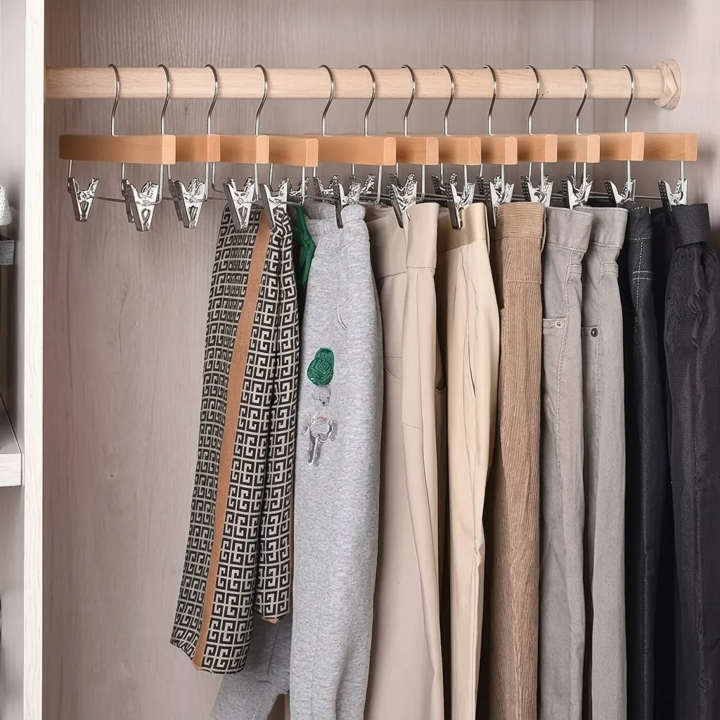Wooden Clothes Hanger with Clips [1033] — HNG-1033 (image 8)