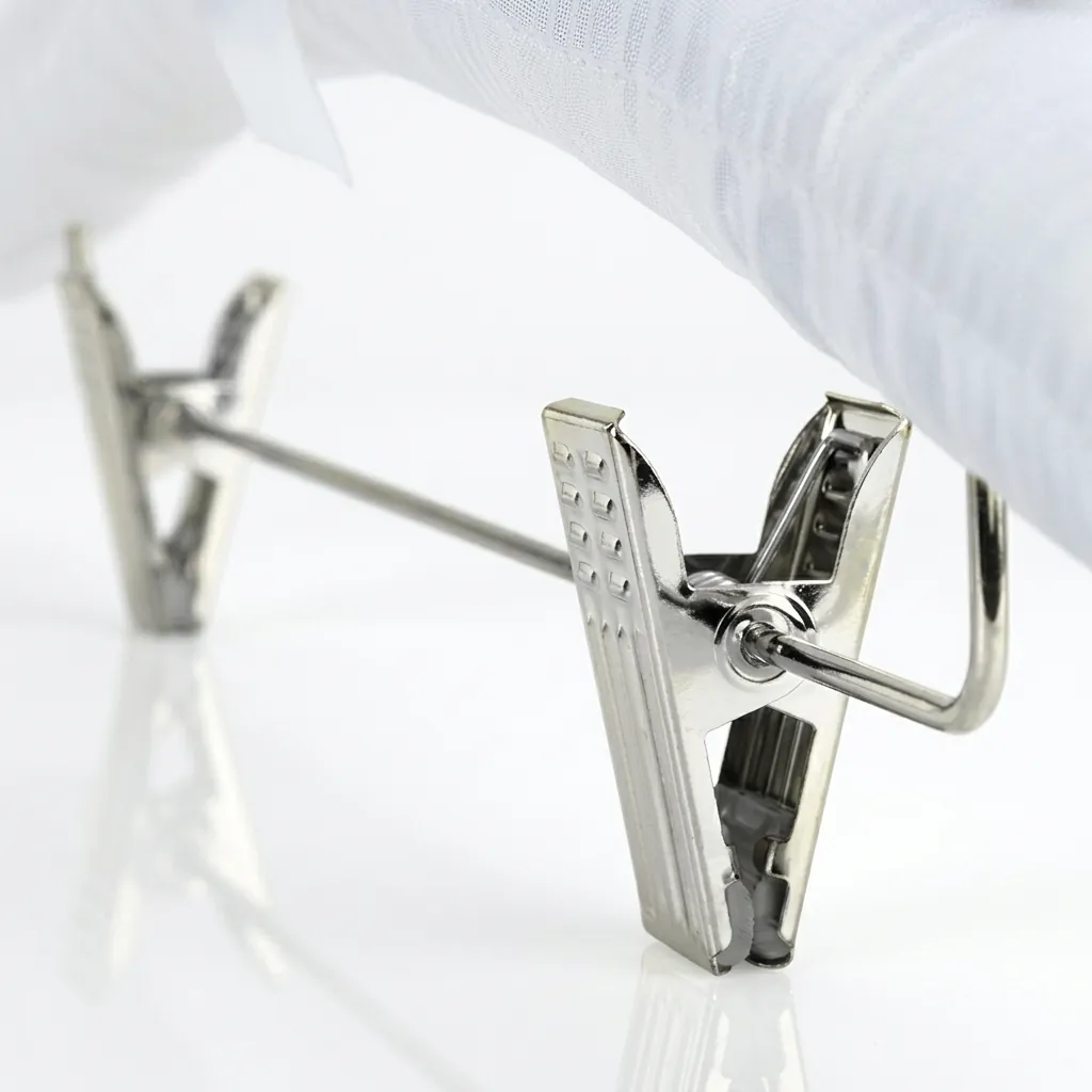 Satin Padded Hanger With Clips — HNG-1034 — A satin-padded hanger with a non-slip rubber-covered hook and built-in clips for trousers and skirts. The soft satin protects garments while a chrome holder adds polish. Packed 100 pieces per carton, black or white. (image 4)