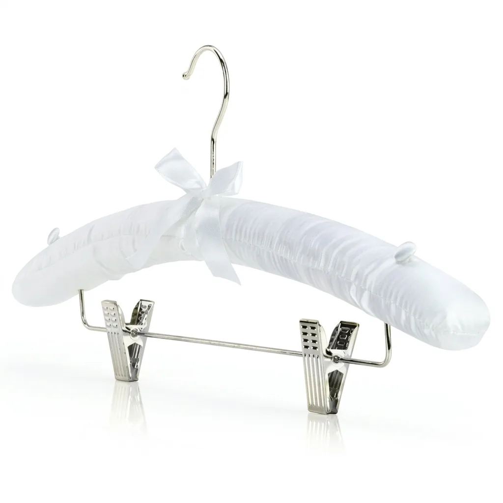 Satin Padded Hanger With Clips — HNG-1034
