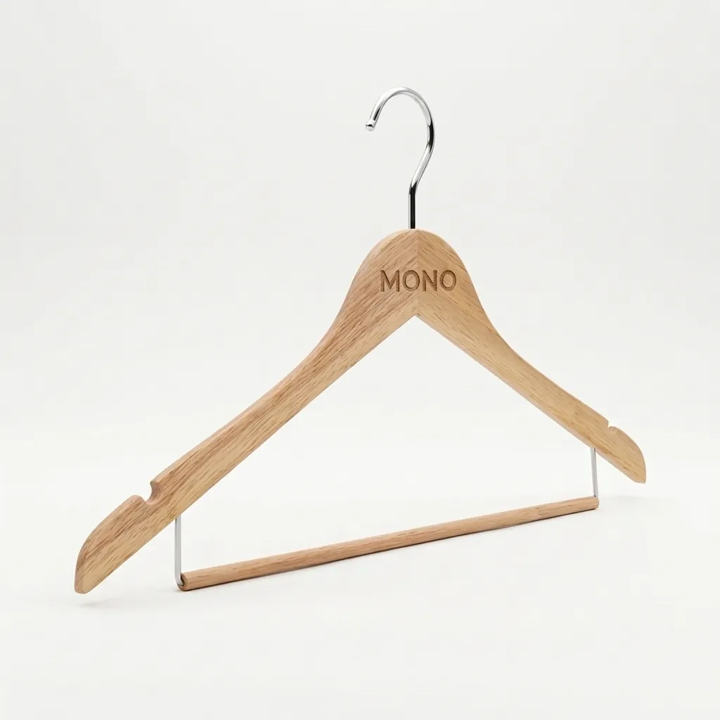 Wooden Clothes Hanger With Non-Slip Pant Bar 44.5× — HNG-1035