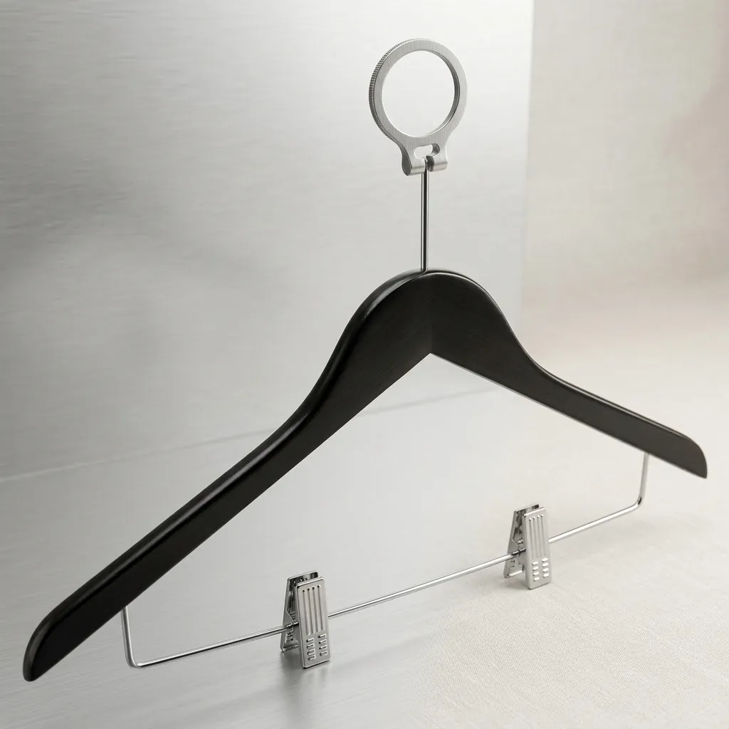 Wooden Anti-Theft Clothes Hanger with Clips [1038] — HNG-1038 (image 5)