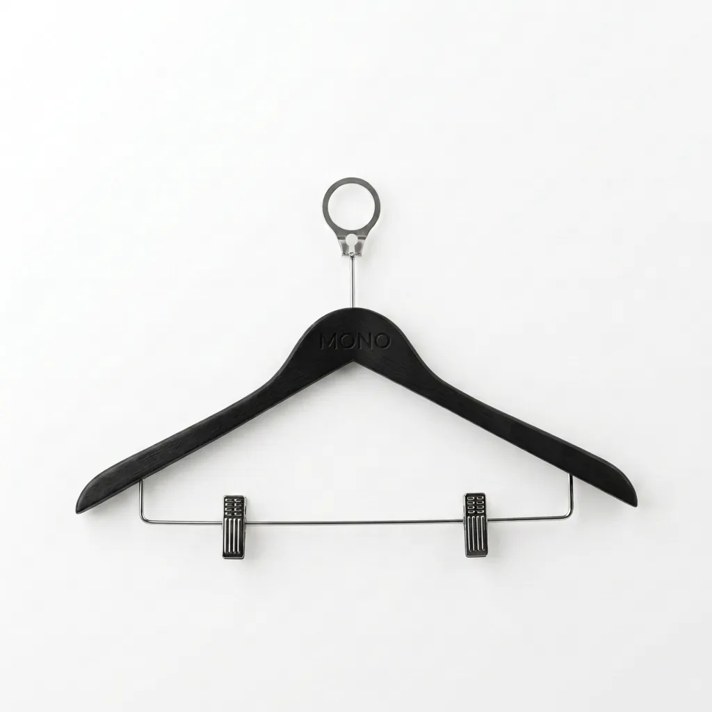 Wooden Anti-Theft Clothes Hanger with Clips [1038] — HNG-1038 (image 1)