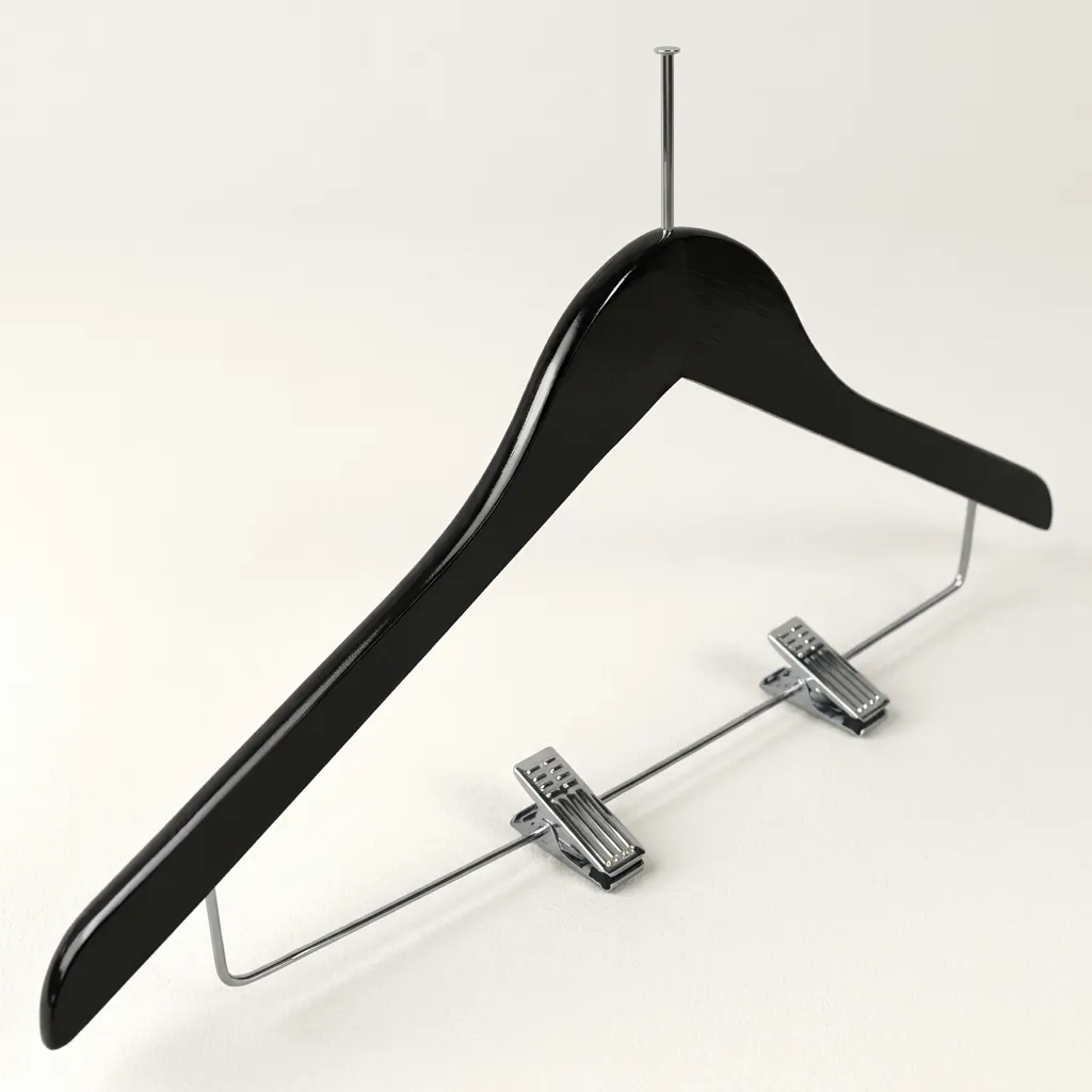 Wooden Anti-Theft Clothes Hanger with Clips [1038] — HNG-1038 (image 6)