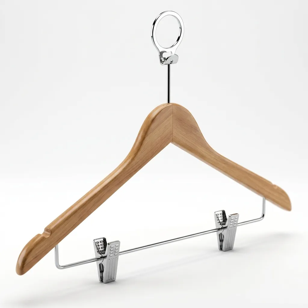 Wooden Anti-Theft Clothes Hanger with Clips [1038] — HNG-1038 (image 10)