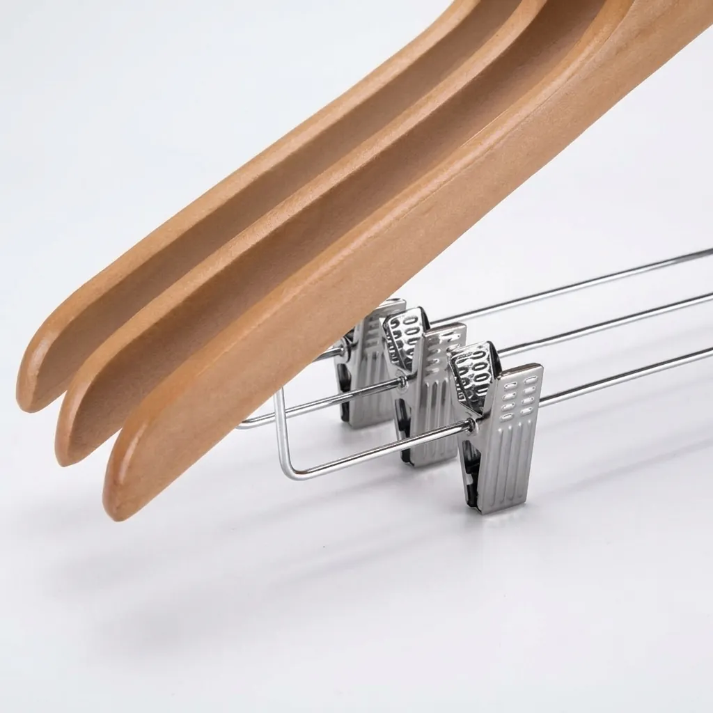 Wooden Anti-Theft Clothes Hanger with Clips [1038] — HNG-1038 (image 12)