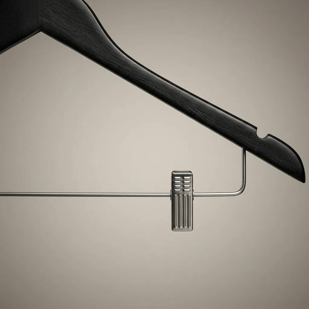 Wooden Clothes Hanger With Clips — HNG-1040 (image 3)