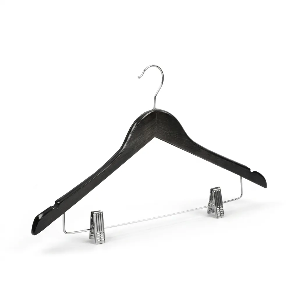 Wooden Clothes Hanger With Clips — HNG-1040 (image 6)