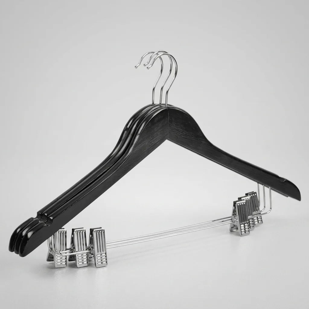 Wooden Clothes Hanger With Clips — HNG-1040 (image 2)